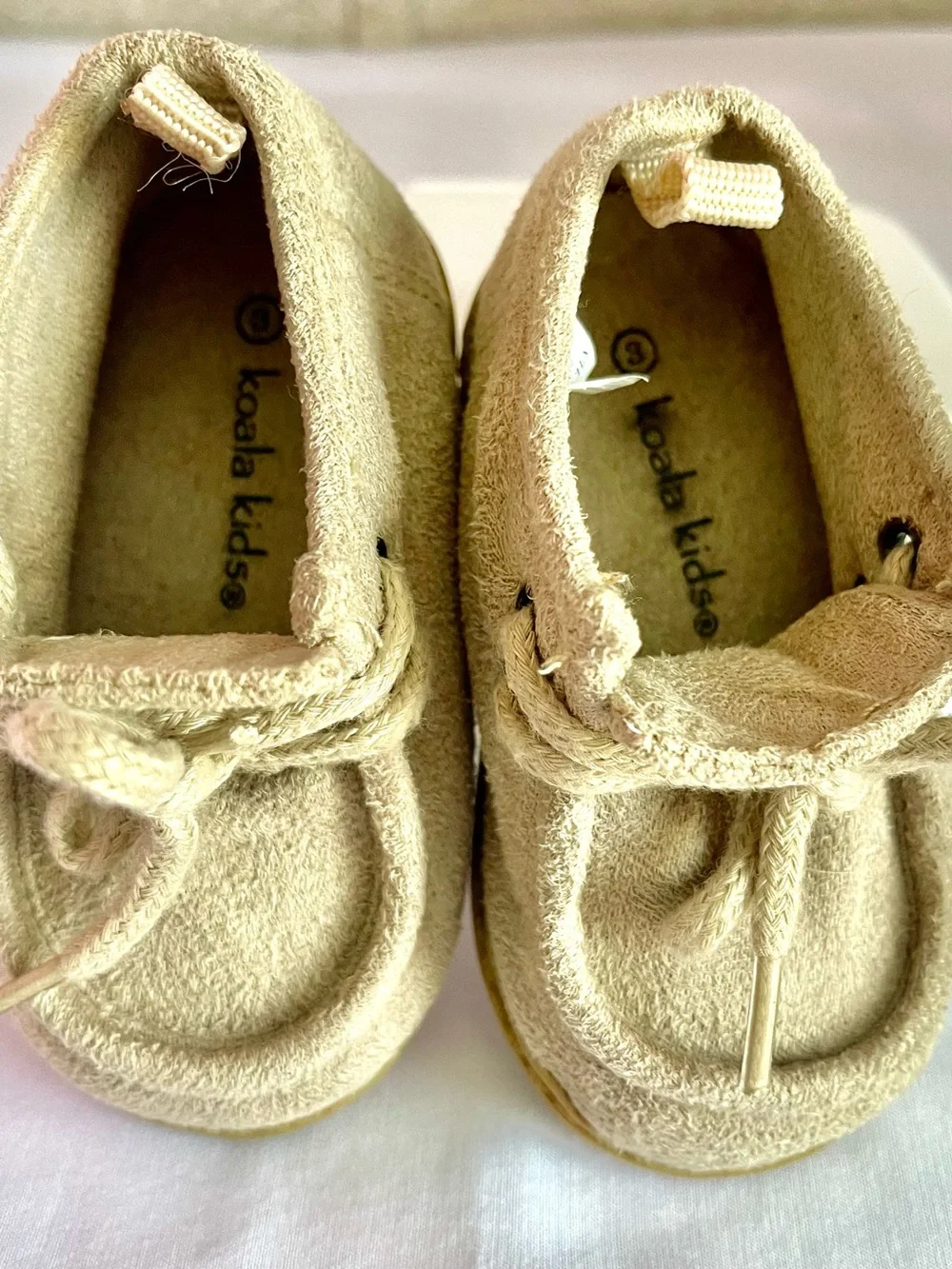 Koala Kids Beige Suede Moccasin Shoes for Toddlers
